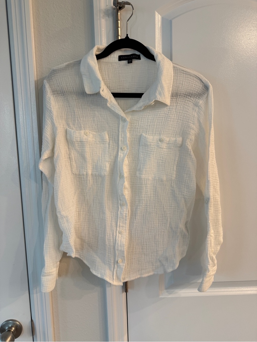 Sanctuary Lightweight White Gauze Button-Up Shirt